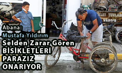 <center> Abana: Mustafa Yıldırım Selden Zarar Gören  </center><center><font color=’blue’> BİSİKLETLERİ PARAZIZ ONARIYOR </font></center>