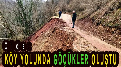 <center> Cide: </center><center><font color=’blue’> KÖY YOLUNDA GÖÇÜKLER OLUŞTU </font></center>
