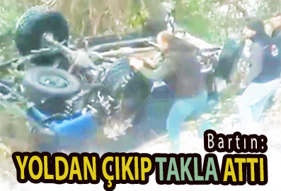 <center> Bartın: </center><center><font color=’blue’> YOLDAN ÇIKIP TAKLA ATTI </font></center>