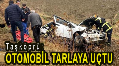 <center>Taşköprü</center><center><font color=’blue’> OTOMOBİL, TARLAYA UÇTU </font></center>