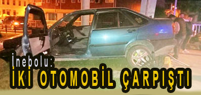 <center> İnebolu: </center><center><font color=’blue’> İKİ OTOMOBİL ÇARPIŞTI </font></center>