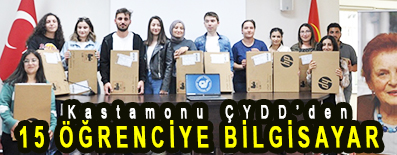 <center> Kastamonu ÇYDD’den </center><center><font color=’blue’>15 ÖĞRENCİYE BİLGİSAYAR  </font></center>