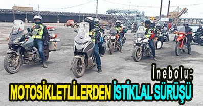 <center> İnebolu: </center><center><font color=’blue’> MOTOSİKLETLİLERDEN İSTİKLAL SÜRÜŞÜ </font></center>