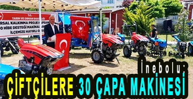 <center> İnebolu: </center><center><font color=’blue’> ÇİFTÇİLERE 30 ÇAPA MAKİNESİ </font></center>