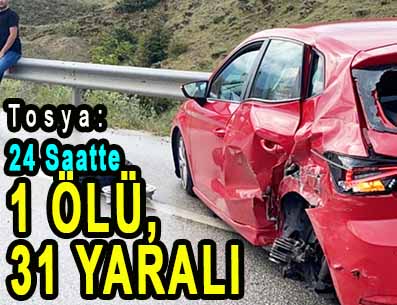 <center> Tosya: </center><center><font color=’blue’>1 ÖLÜ, 31 YARALI </font></center>