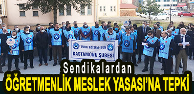 <center> Sendikalardan </center><center><font color=’blue’> ÖĞRETMENLİK MESLEK YASASI’NA TEPKİ </font></center>