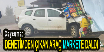 <center> Çaycuma: </center><center><font color=’blue’> DENETİMDEN ÇIKAN ARAÇ MARKETE DALDI </font></center>