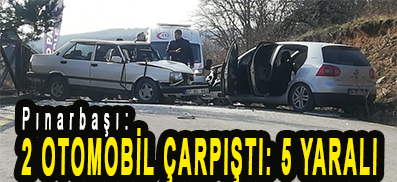 <center> Pınarbaşı: </center><center><font color=’blue’>2 OTOMOBİL ÇARPIŞTI: 5 YARALI </font></center>