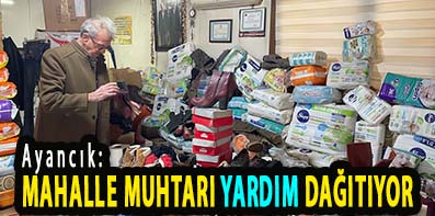 <center> Ayancık: </center><center><font color=’blue’> MAHALLE MUHTARI YARDIM DAĞITIYOR </font></center>