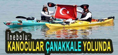<center> İnebolu: </center><center><font color=’blue’> KANOCULAR ÇANAKKALE YOLUNDA </font></center>