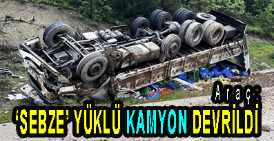 <center> Araç: </center><center><font color=’blue’>‘SEBZE’ YÜKLÜ KAMYON DEVRİLDİ </font></center>