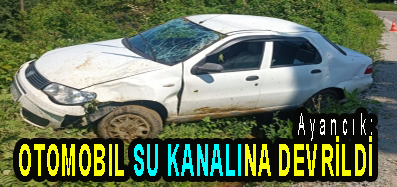 <center> Ayancık: </center><center><font color=’blue’> OTOMOBIL SU KANALINA DEVRİLDİ </font></center>