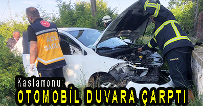 <center> Kastamonu: </center><center><font color=’blue’> OTOMOBİL DUVARA ÇARPTI </font></center>
