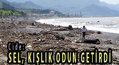 <center> Cide: </center><center><font color=’blue’> SEL, KIŞLIK ODUN GETİRDİ </font></center>