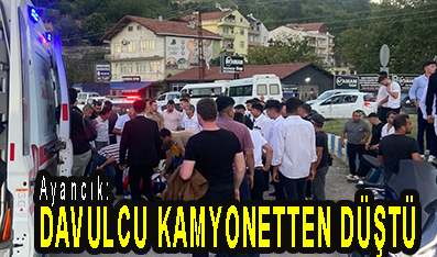 <center> Ayancık: </center><center><font color=’blue’> DAVULCU KAMYONETTEN DÜŞTÜ </font></center>