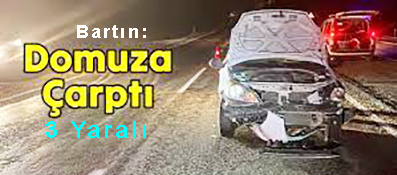 <center> Bartın: </center><center><font color=’blue’>DOMUZA ÇARPTI</font></center>