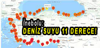 <center> İnebolu:  </center><center><font color=’blue’> DENİZ SUYU 11 DERECE! </font></center>