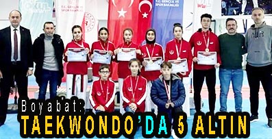 <center> Boyabat: </center><center><font color=’blue’> TAEKWONDO’DA 5 ALTIN </font></center>