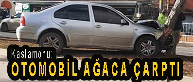 <center> Kastamonu: </center><center><font color=’blue’> OTOMOBİL AĞACA ÇARPTI </font></center>