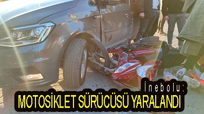 <center> İnebolu: </center><center><font color=’blue’> MOTOSİKLET SÜRÜCÜSÜ YARALANDI </font></center>