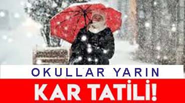 <center> Okullar Yarın </center> <center><font color=’blue’> KAR TATİLİ </font></center>