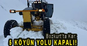 <center> Bozkurt’ta Kar: </center><center><font color=’blue’>5 KÖYÜN YOLU KAPALI! </font></center>