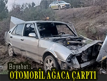 <center> Boyabat: </center><center><font color=’blue’> OTOMOBİL AĞACA ÇARPTI </font></center>