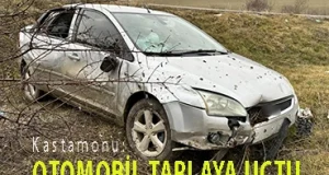 <center> Kastamonu: </center><center><font color=’blue’> OTOMOBİL TARLAYA UÇTU </font></center>