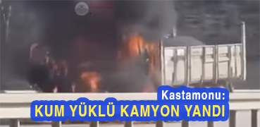 <center> Kastamonu: </center><center><font color=’blue’> KUM YÜKLÜ KAMYON YANDI </font></center>
