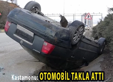 <center> Kastamonu: </center><center><font color=’blue’> OTOMOBİL TAKLA ATTI </font></center>