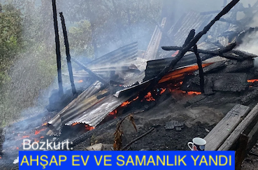 <center> Bozkurt: </center><center><font color=’blue’> AHŞAP EV VE SAMANLIK YANDI </font></center>