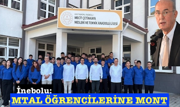 <center> İnebolu: </center><center><font color=’blue’> MTAL ÖĞRENCİLERİNE MONT </font></center>