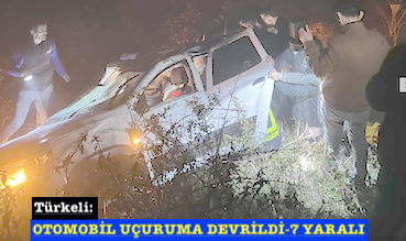 <center> Türkeli: </center><center><font color=’blue’> OTOMOBİL UÇURUMA DEVRİLDİ-7 YARALI </font></center>