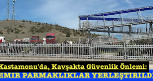 <center> Kastamonu’da Kavşakta Güvenlik Önlemi: </center><center><font color=’blue’> DEMİR PARMAKLIKLAR YERLEŞTİRİLDİ! </font></center>
