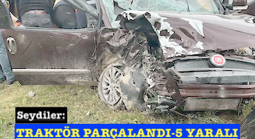 <center> Seydiler: </center><center><font color=’blue’> TRAKTÖR PARÇALANDI-5 YARALI </font></center>