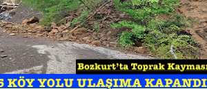 <center> Bozkurt’ta Toprak Kayması: </center><center><font color=’blue’>5 KÖY YOLU ULAŞIMA KAPANDI! </font></center>