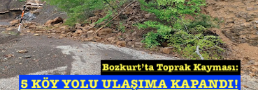 <center> Bozkurt’ta Toprak Kayması: </center><center><font color=’blue’>5 KÖY YOLU ULAŞIMA KAPANDI! </font></center>