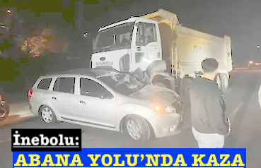 <center> İnebolu: </center><center><font color=’blue’> ABANA YOLU’NDA KAZA </font></center>