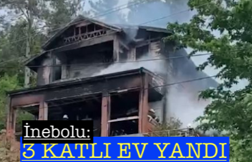 <center> İnebolu: </center><center><font color=’blue’>3 KATLI EV YANDI </font></center>