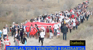 <center> İnebolu: </center><center><font color=’blue’> İSTİKLAL YOLU YÜRÜYÜŞÜ 9 HAZİRAN’DA </font></center>